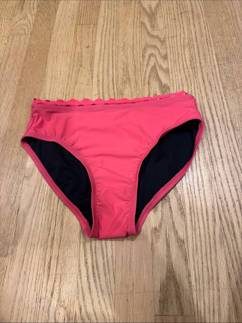 Coastal Blue Hot Pink Bikini Bottoms with Scallop Trim